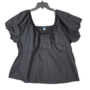 Old Navy Top Size 3X Black Trapeze Blouse Minimalist Modern Milkmaid Cottagecore